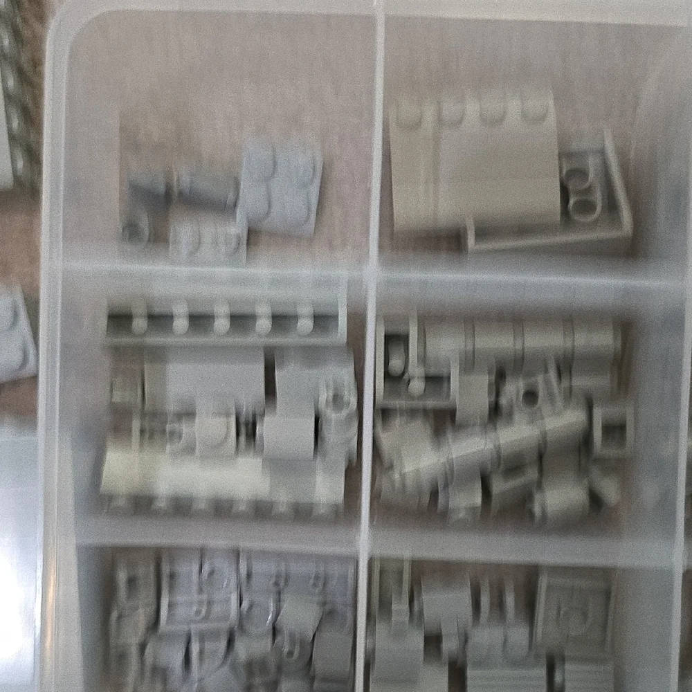 LEGO Various Light Gray Pieces and Parts with Plastic Storage Organizer